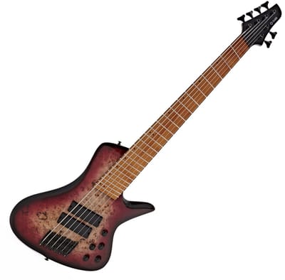 G4M 972 Fanned Fret 6-snarige Basgitaar, Purple Burl Burst