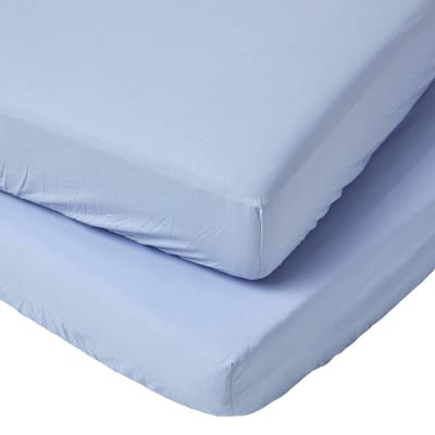 Homescapes Baby Hoeslaken Ledikant 60x120 cm – 2 stuks – Blauw – Egyptisch Katoen – OEKO-TEX®