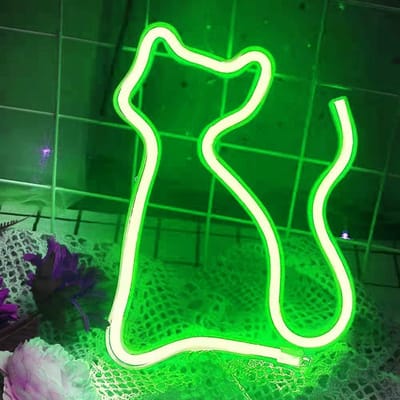 Neon Kat Licht - Wandlamp Decoratie - Kamer Verlichting - Flexibele Neon Buizen - 23 x 18 x 6 cm