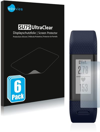 Savvies - Screenprotector voor Garmin Vivosmart HR+ - Folie Beschermfolie transparant 6 Stuks