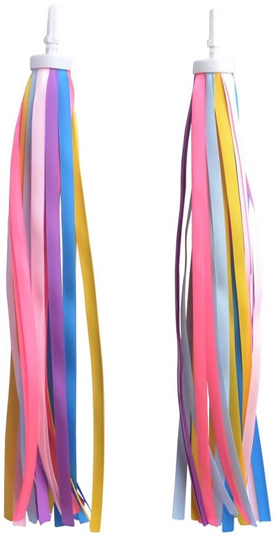 1 Pair Kids Bicycle Hoses Bicycle Handlebar Streamer Tyres Handlebar Fringes Streamer Straps Bicycle Handles Tassels Tires for Kids Bike Kids Scooter Tassels Decoration (Colorful 1)