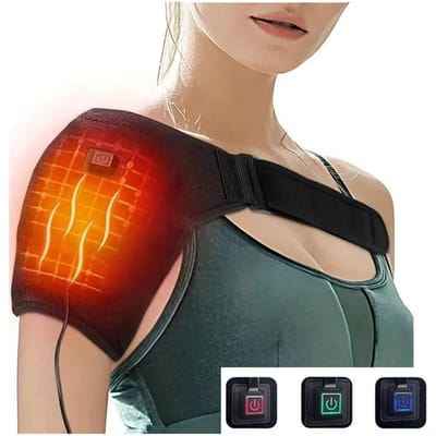 Ceinture chauffante électrique USB pour épaule, genouillère, support de massage pour bras, épaule, fitness, sangle pour garder au chaud noir
