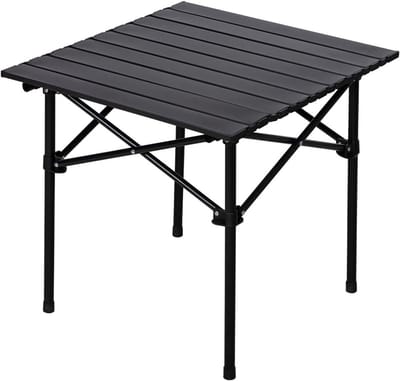 Opklapbare campingtafel - Opklapbare ijzeren tafel - Buitentafel - Draagbare tafel - Koolstofstaal - 50x52x50cm - Geschikt voor kamperen, picknicks, barbecues en feesten - Zwart