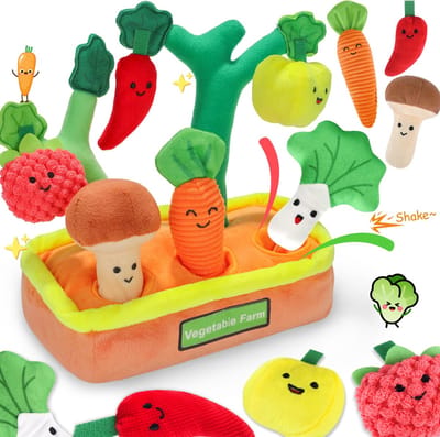 Montessori-speelgoed voor peuters - sensorisch speelgoed voor baby's van 1, 2 en 3 jaar, fruitboom met rammelaar, knisperende cijferstof, sorteren op kleur en vorm, vaardigheden
