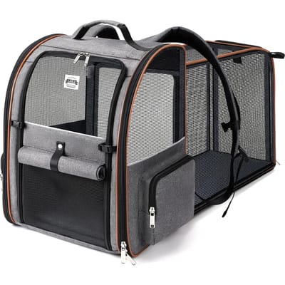 Opvouwbare Puppy Grote Kat Rugzak Drager Uitbreidbare Huisdier Drager Rugzak voor Kleine Honden Middelgrote Katten Geschikt tot 8 kg 14.2 L 11.8 W 17.3 H gray