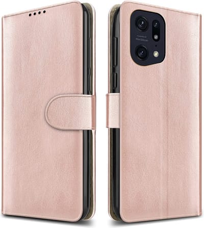 LuxeBass Hoesje geschikt voor Oppo Find X5 Pro - Boekhoesje - RoseGoud - Portemonneehoesje gsm hoesje - telefoonhoes - telefoonhoesjes