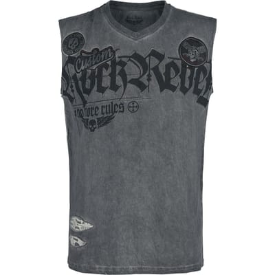 Rock Rebel by EMP - Rock Tanktop - Graues Tank-Top mit Waschung und Print - L tot XL - voor Mannen - grijs