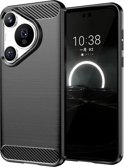 Hoesje geschikt voor Huawei Pura 70 Pro - Techsuit Carbon Silicone Back Cover - Zwart