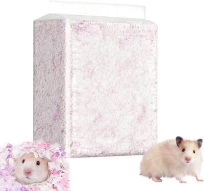 Bodembedekking Hamster - Nestmateriaal Knaagdier - Comfortabel Verblijf - Huidvriendelijk Zacht - 450 gram - Paars Wit