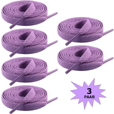 Fako Fashion - Schoenveters - Veters - Plat - 8mm - 120cm - 3 Paar - 6 Stuks - Paars