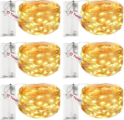 LED lichtsnoer met batterij en timerfunctie - 6 stuks