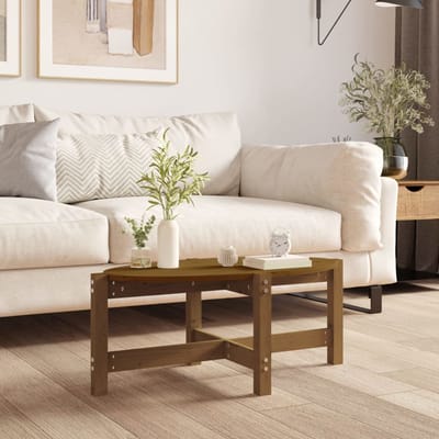 vidaXL - Salontafel - 87x48x35 - cm - massief - grenenhout - honingbruin