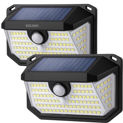 Sounix Solar Buitenlamp - Buitenlamp met bewegingssensor op zonne energie - 230 LED - Met dag nacht sensor - Solar wandlamp buiten - 1 Stuk