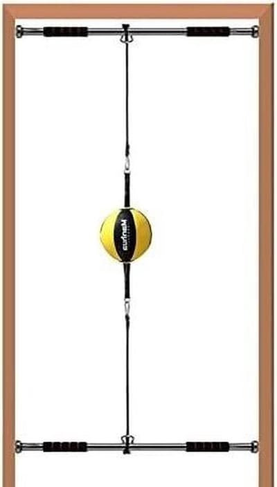 Bokszak - Slagbal - Coördinatie Trainen - Dubbele Bevestiging - 24 cm Diameter - Geel Zwart