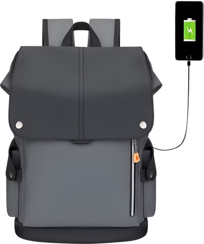 CarryQuest® - USB Oplaadbare Stadsrugzak - Computer Rugzak - Waterdicht Capaciteit 20-35 liter - Lichtgewicht + Regenhoes - Laptop Rugzak - Effen Design - Zwart Grijs