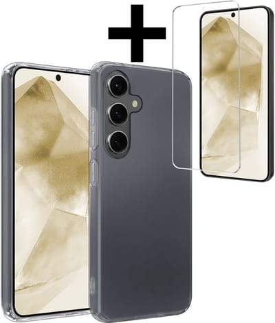 Hoesje - Met Screenprotector - Geschikt voor Samsung Galaxy A56 - Sterk & Shockproof - Back Cover - Siliconen Case - Telefoon Hoes - Telefoonhoesjes - Transparant