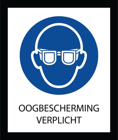 Bord ISO7010 Geboden Oogbescherming Verplicht 20 x 24 cm