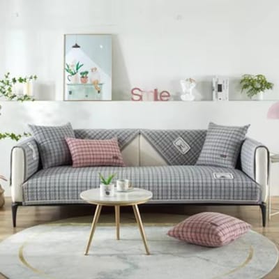 Bankovertrek Handdoek Vintage Puur Katoen Ruit Multifunctioneel Antislip Bankovertrek Universeel voor Alle Seizoenen L-vormig Bankkussen 70x70cm 1pcs