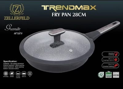 Senella koekenpan met deksel - Frypan 28CM - PFAS-vrij - Keramisch - Geschikt voor Inductie - Lichtgewicht - Grijs