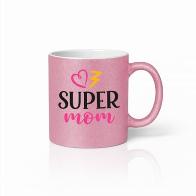 Super Mom Mooie Roze Koffiemok – Hart en Bliksem Ontwerp – Ideaal Verjaardag of Moederdag Cadeau