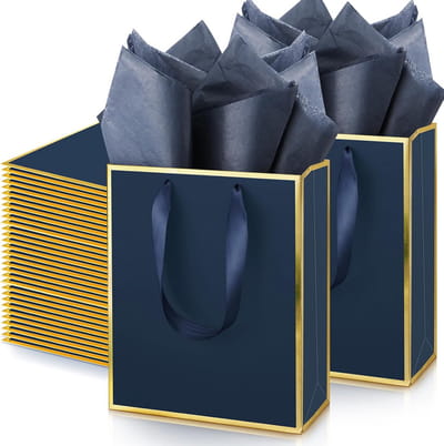 50 Luxe Metallic Cadeautasjes met Handvat en Zijdepapier voor Cadeaus en Feestverpakking