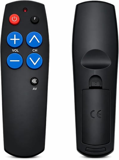 Afstandsbediening Senioren - Grote Toetsen Bediening - Eenvoudig TV Kijken - Universeel Inzetbaar - Compact Formaat - Zwart