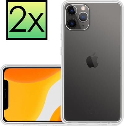 Hoesje - 2 Stuks - Geschikt voor Apple iPhone 11 Pro - Sterk & Shockproof - Case Siliconen - Back Cover - Telefoon Hoes - Transparant