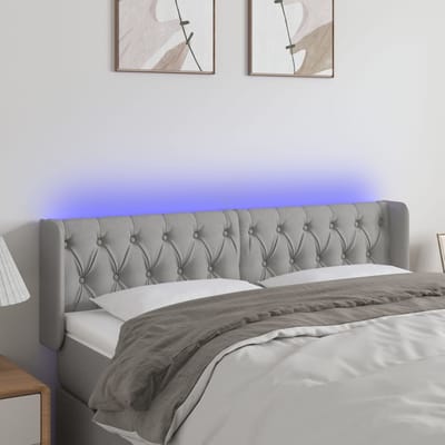 vidaXL - Hoofdbord - LED - 147x16x78/88 - cm - stof - lichtgrijs
