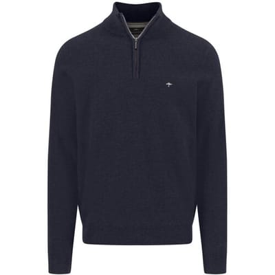 Fynch-Hatton Trui Troyer Zip Faux-Uni Fine Texture Navy / male
