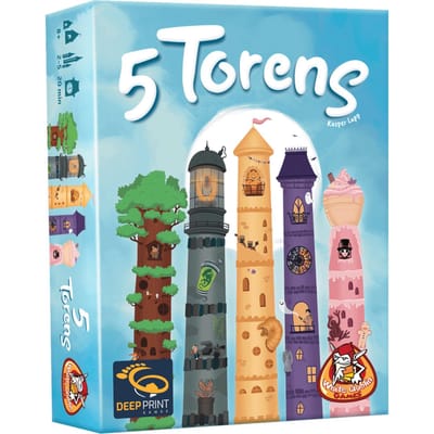 White Goblin Games - 5 Torens - Kaartspel - 2 tot 5 spelers - Strategisch spel - Bieden - Herkenbare illustraties
