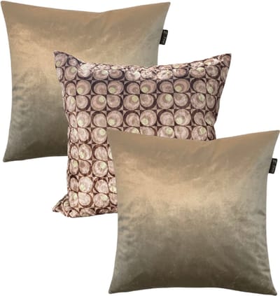 Zippi Design "70 Art Brownie Set Velvet Sierkussen 45 x 45 cm Luxe (Veren vulling)2 keer Sandy Velvet 45x45 cm kleur goud, beige, roze, bruin velvet