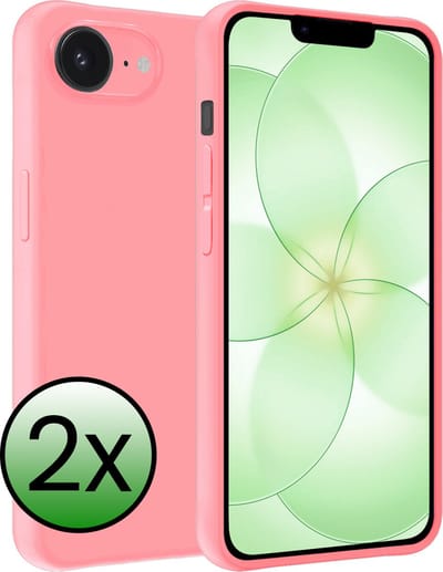 Hoesje 2 Stuks - Geschikt voor Apple iPhone 17e - Sterk & Shockproof - Case Siliconen - Back Cover - Telefoon Hoes - Lichtroze