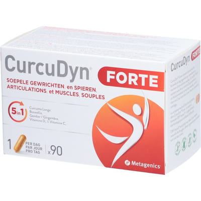 CurcuDyn Forte - 90 Capsules - Ondersteunt spieren & gewrichten + kraakbeen - Met kurkuma, gember & boswellia - Natuurlijk complex voor soepele beweging