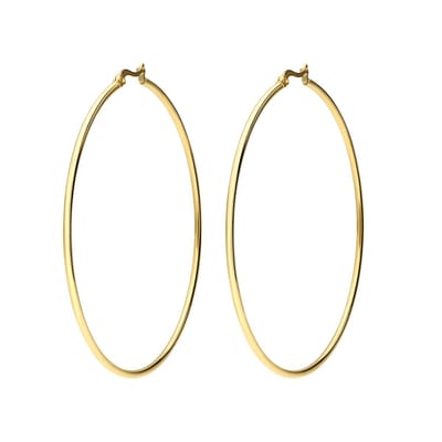 Lucardi Dames Stalen goldplated oorringen 70mm - Oorbellen - Staal - Goud