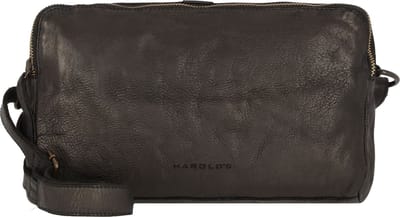 HAROLD'S Leren Schoudertas Submarine Handbag Triple Black Zwart