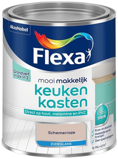 Flexa - Mooi Makkelijk Keukenkasten Zijdeglans - Schemerroze - Mengverf - 750 Ml