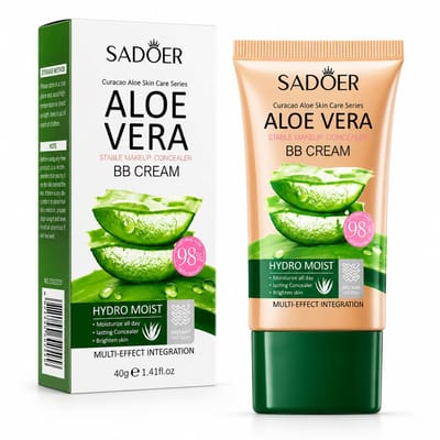 Sadoer Aloe Vera BB Cream | Concealer Foundation | Kleur 01 Natural | Waterproof Make-up | Langdurige Dekking | Gezichtsfoundation | Acne Spot Concealer | Koreaanse Make-up | Natuurlijke Look | Dagelijkse Gezichtsmake-up| 40 gram