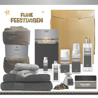 Geschenkset “Fijne Feestdagen!” - 12 producten - 1910 gram | Luxe Kerst Cadeaubox voor hem - Wellness Pakket man - Giftset Fijne feestdagen - Cadeaupakket Prettige Kerstdagen - Kerstcadeau - Kerstpakket Cadeau - Relatiegeschenk - Gift Goud