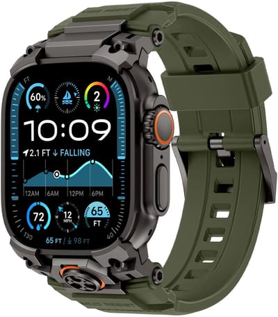 Strap-it Four Claw bandje Siliconen – geschikt voor Apple Watch 1/2/3/4/5/6/7/8/9/10/11/SE/Ultra (2/3) (44/45/46/49mm) – comfortabel, zweetbestendig, verstelbaar – Groen