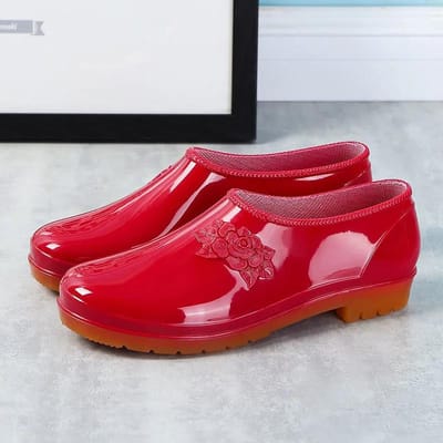 Dames Regenschoenen Waterdichte Rubberen Schoenen Antislip Korte Schacht Zomer Regenschoenen 40 rood