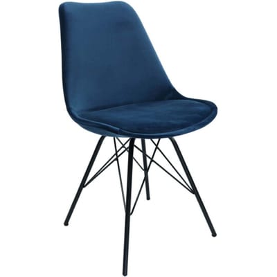 KICK® VELVET Kuipstoel Donkerblauw – Eetkamerstoel – Velvet – Zwart Frame