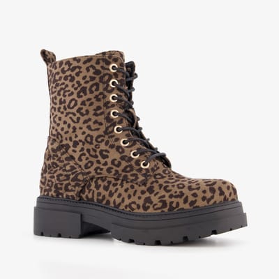 Blue box dames boots panterprint - Bruin - Maat 36