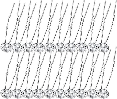 Haarspelden 20 stuks - U-vormige kristallen - Bruidsaccessoires - Elegant voor communie en bruiloft - ShopVlot