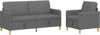 vidaXL - Sofa - Set - Met - Opslag - 2 - st - Donkergrijs - Polyester