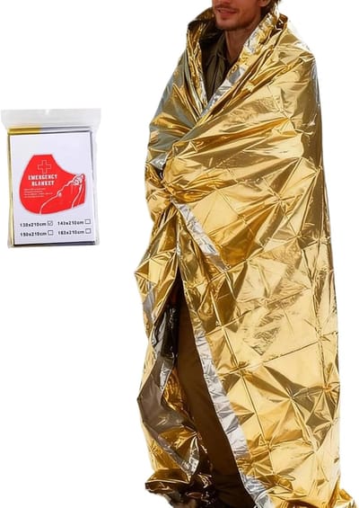 Nooddeken - Reddingsfolie - Outdoor Bescherming - Reflecterende Warmte - 130 x 210 cm - Goud en Zilver