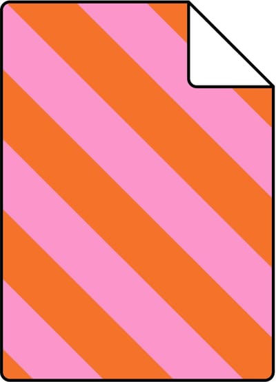 Proefstaal ESTAhome behang chevronpatroon oranje en roze - 26.5 x 21 cm - 131406-S