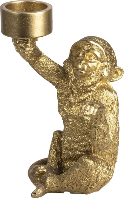 Gusta - Waxinelichthouder - Aap - Goud - ø9,5x21cm