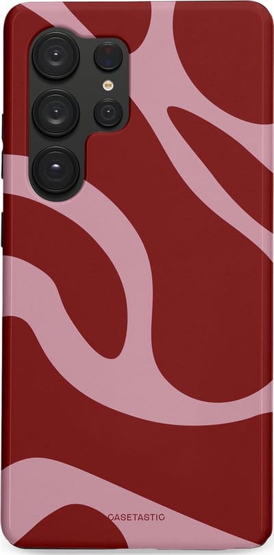 Casetastic hoesje geschikt voor Samsung Galaxy S25 Ultra - Dubbellaagse bescherming - Roze Rode Framboos Blobs - Fashion Case - Bordeaux Lila