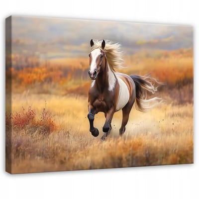 WALLARENA - Canvas schilderij - 100x70 cm - afbeelding van een paard, dieren, natuur voor slaapkamer, woonkamer, keuken op doek