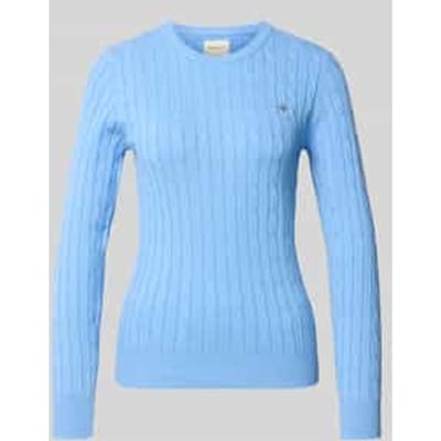 Gebreide pullover met kabelpatroon en labelstitching